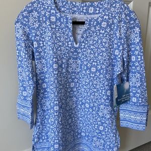 Coolibar St. Lucia Tunic, Riviera Blue Floral Tapestry